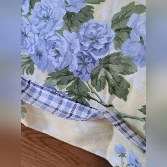 Laura Ashley Cassidy Ruffle Throw Pillow Yellow/Blue Floral Plaid - Picture 3 of 6